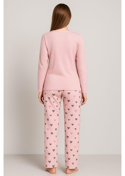 Kadın 0112 Raporlu Interlok Pijama Takımı Somon fiyatları