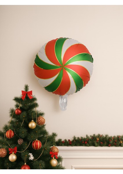 Yılbaşı Spiral Şeker Folyo Balon Parti Balonu 45 cm