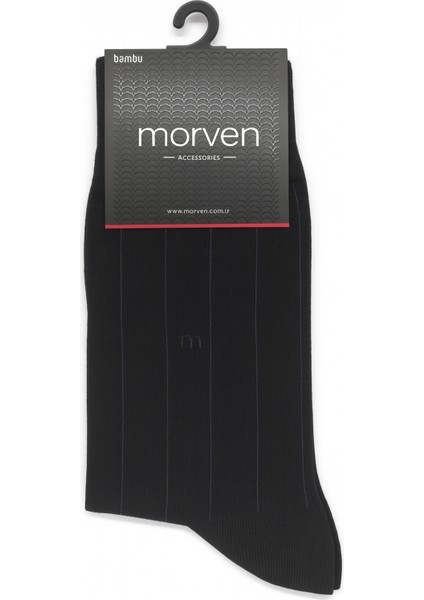 Erkek Siyah Bambu Desenli Soket Çorap