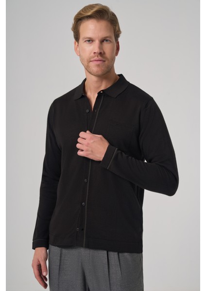 Erkek Siyah Trend Polo Yaka Gömlek Triko fiyatları