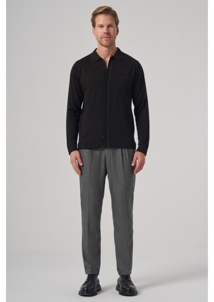 Erkek Siyah Trend Polo Yaka Gömlek Triko fırsatları