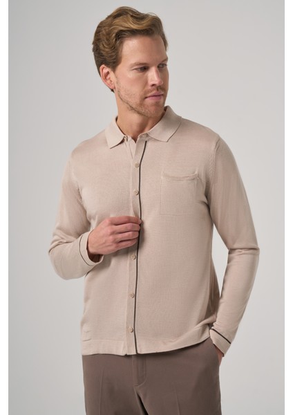 Erkek Bej Trend Polo Yaka Gömlek Triko fiyatları