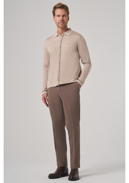 Erkek Bej Trend Polo Yaka Gömlek Triko fırsatları