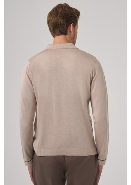 Erkek Bej Trend Polo Yaka Gömlek Triko indirimleri