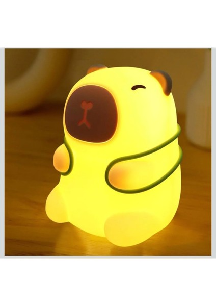 Capibara Lamba, Kısılabilir ve Zamanlama ile Dokunmatik, USB Şarjlı Silikon Gece Lambası