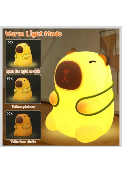 Capibara Lamba, Kısılabilir ve Zamanlama ile Dokunmatik, USB Şarjlı Silikon Gece Lambası fiyatları