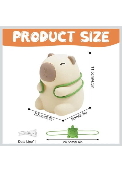 Capibara Lamba, Kısılabilir ve Zamanlama ile Dokunmatik, USB Şarjlı Silikon Gece Lambası fırsatları