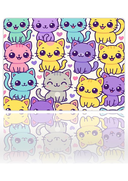 Renkli Kedi Kawaii Gaming Oyuncu Xl Mouse Pad Kaydırmaz Mousepad 40X30 3mm Premium Model Büyük Boy