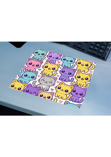 Renkli Kedi Kawaii Gaming Oyuncu Xl Mouse Pad Kaydırmaz Mousepad 40X30 3mm Premium Model Büyük Boy fırsatları