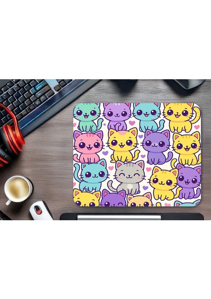 Renkli Kedi Kawaii Gaming Oyuncu Xl Mouse Pad Kaydırmaz Mousepad 40X30 3mm Premium Model Büyük Boy indirimleri