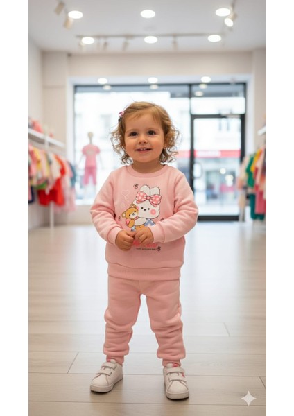 Kız Çocuk Baskılı Manşetli Sweat Takım modelleri
