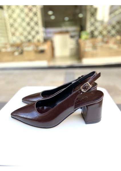 Kalın Topuklu Arkası Açık 6 cm Topuklu Ayakkabı 01651 modelleri