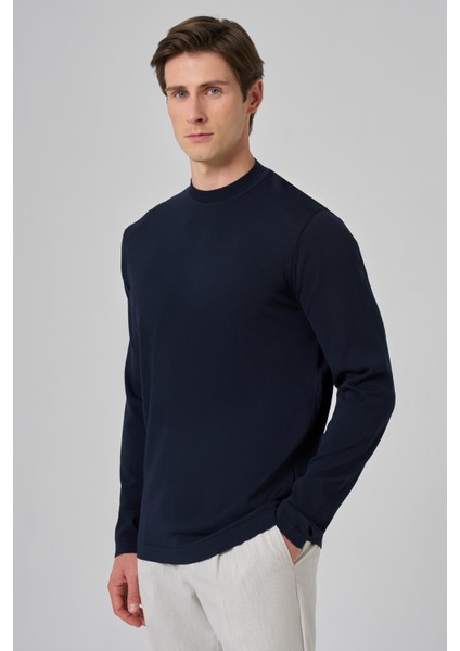 Erkek Lacivert Trend Bisiklet Yaka Rayon Triko fiyatları