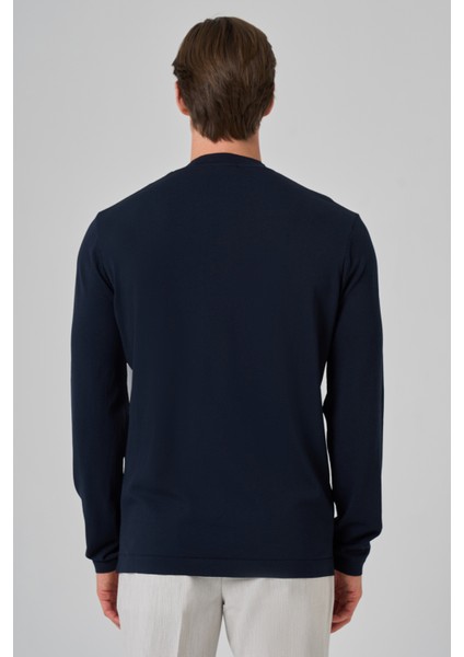 Erkek Lacivert Trend Bisiklet Yaka Rayon Triko indirimleri