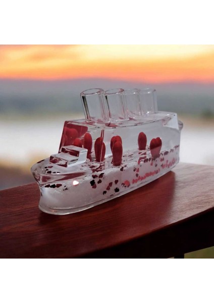 Kristal Gemi Modelli Batmayan Kırmızı Kalpler Dekoratif Kalemlikli Plastik Süs fiyatları