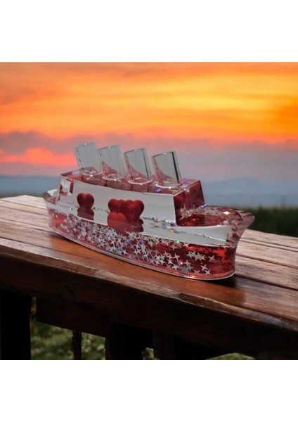 Kristal Gemi Modelli Batmayan Kırmızı Kalpler Dekoratif Kalemlikli Plastik Süs fırsatları