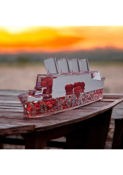Kristal Gemi Modelli Batmayan Kırmızı Kalpler Dekoratif Kalemlikli Plastik Süs indirimleri