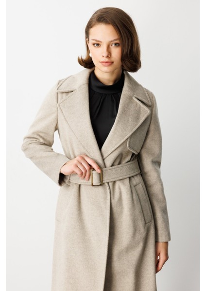 Beli Kuşaklı Kruvaze Kaşe Kaban 6053-26K modelleri