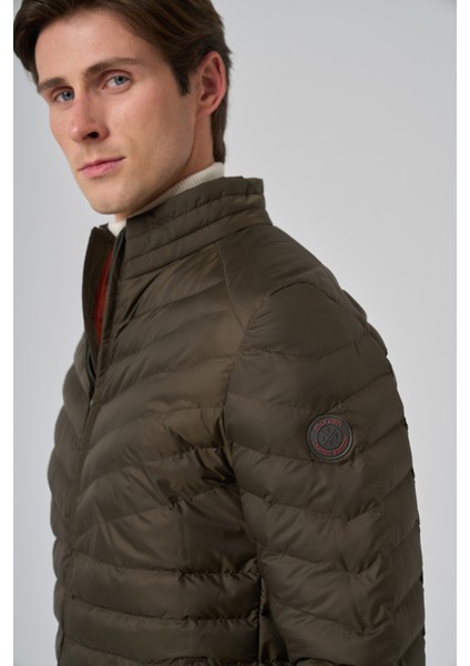 Erkek Haki Polyester Kısa Kapitone Mont modelleri