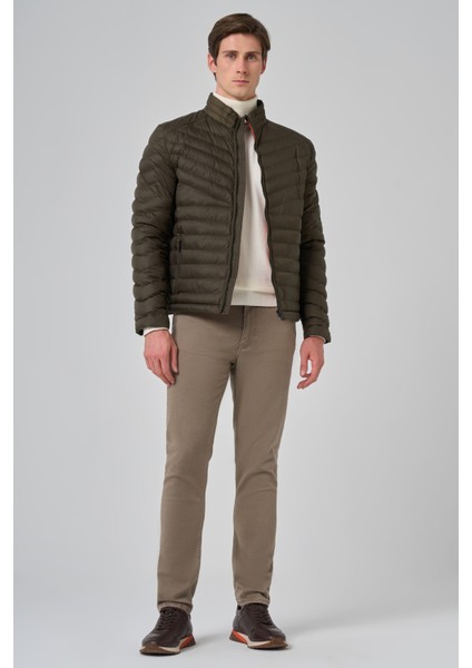 Erkek Haki Polyester Kısa Kapitone Mont fırsatları