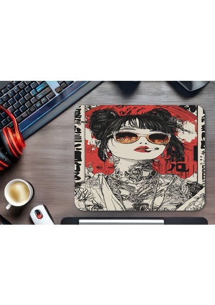 Cherry Bomb Geisha Gaming Oyuncu Xl Mouse Pad Kaydırmaz Mousepad 40X30 3mm Premium Model Büyük Boy modelleri