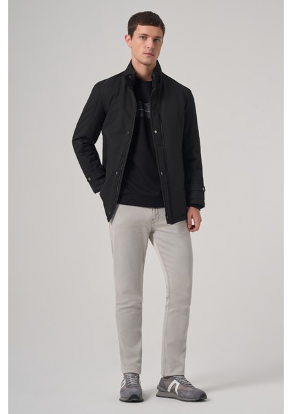 Erkek Siyah Aston Çıtçıtlı Yan Cepli Dynamic Fit Rahat Kesim Mont fırsatları