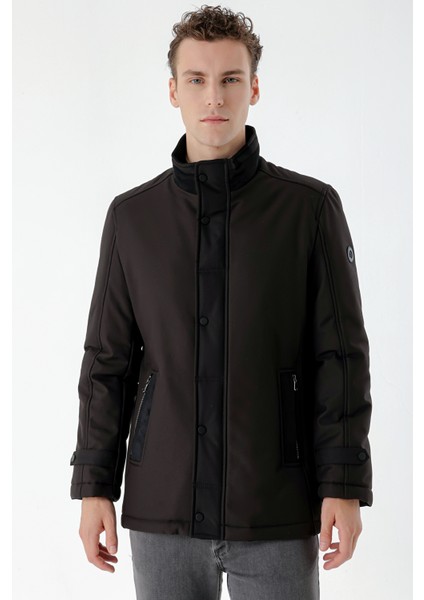 Erkek Siyah Aston Çıtçıtlı Yan Cepli Dynamic Fit Rahat Kesim Mont