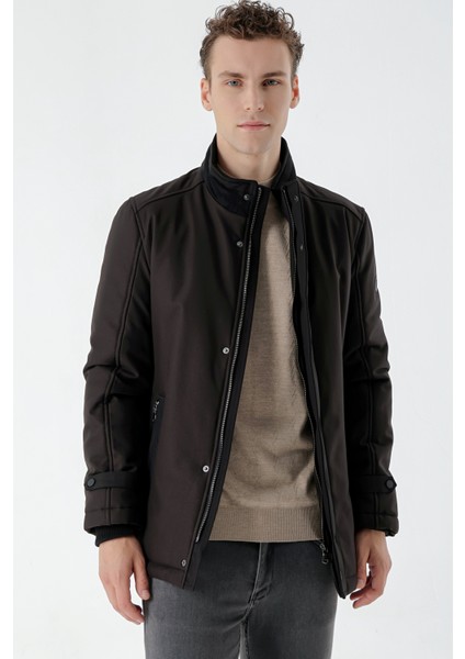 Erkek Siyah Aston Çıtçıtlı Yan Cepli Dynamic Fit Rahat Kesim Mont