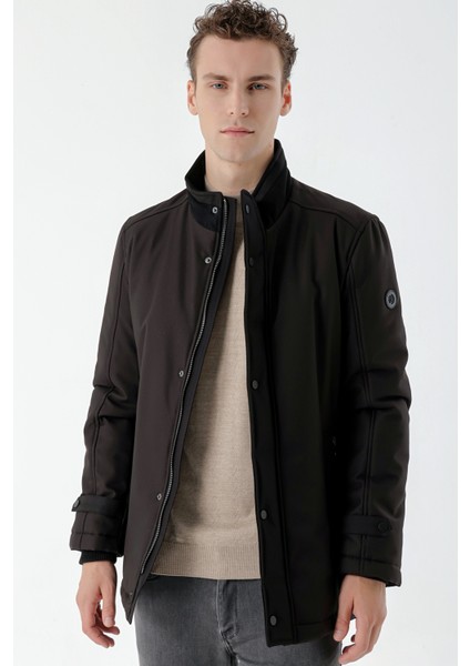 Erkek Siyah Aston Çıtçıtlı Yan Cepli Dynamic Fit Rahat Kesim Mont