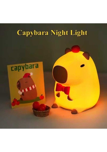Sevimli Karikatür Kapibara Gece Lambası Silikon Hayvan Lamba USB Şarj Edilebilir Zamanlamalı