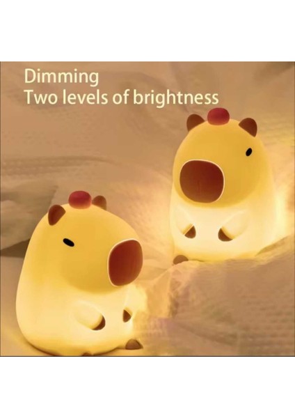 Sevimli Karikatür Kapibara Gece Lambası Silikon Hayvan Lamba USB Şarj Edilebilir Zamanlamalı fiyatları