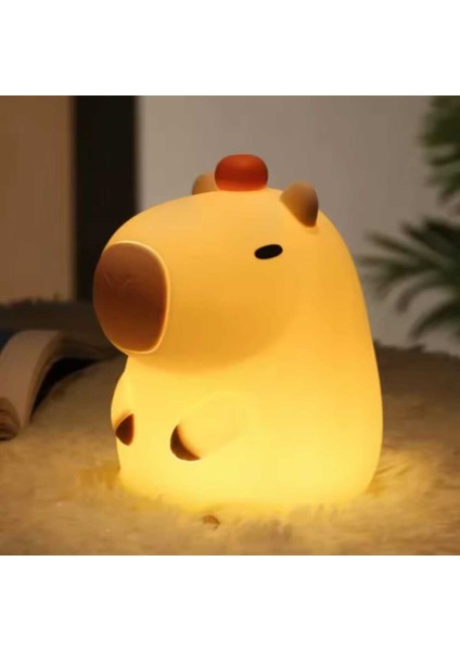 Sevimli Karikatür Kapibara Gece Lambası Silikon Hayvan Lamba USB Şarj Edilebilir Zamanlamalı modelleri
