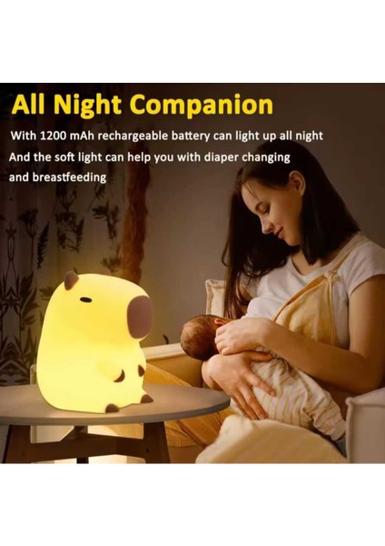 Sevimli Karikatür Kapibara Gece Lambası Silikon Hayvan Lamba USB Şarj Edilebilir Zamanlamalı fırsatları