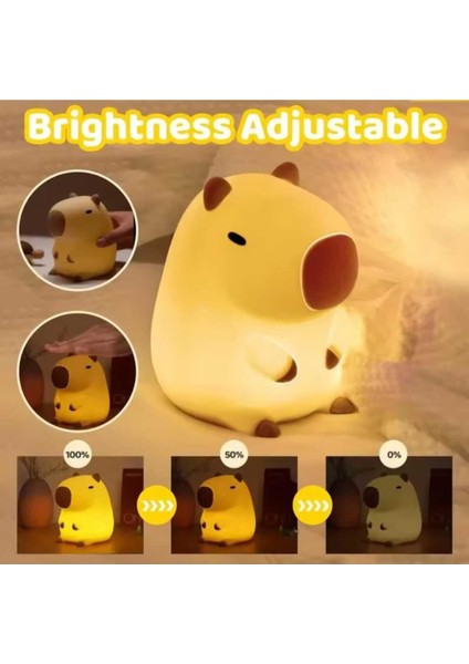 Sevimli Karikatür Kapibara Gece Lambası Silikon Hayvan Lamba USB Şarj Edilebilir Zamanlamalı