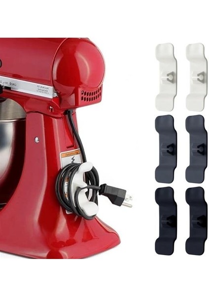 6&amp;#39;lı Pratik Kablo Toparlayıcı Yapışkanlı Klips Mutfak Air Fryer Kettle Kahve Tost Makinası (5361)