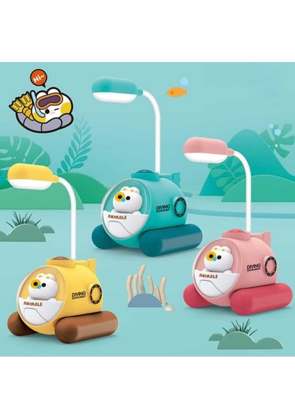 LED Masa Lambaları Sevimli Kedi Denizaltı Küçük Masa Lambası Şarj Edilebilir Renkli Gece Lambası
