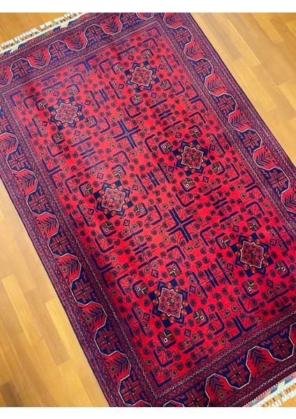 El Dokuma Afgan Halı Yıldız Desenli Bordo Renk 2.5 Metre Kare fiyatları