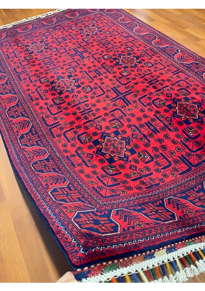 El Dokuma Afgan Halı Yıldız Desenli Bordo Renk 2.5 Metre Kare modelleri