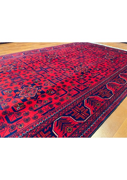El Dokuma Afgan Halı Yıldız Desenli Bordo Renk 2.5 Metre Kare fırsatları