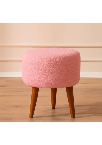 Peluş Puf Ahşap Ayak