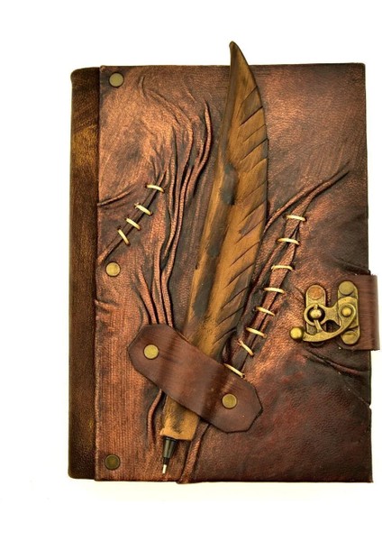 Hakiki Deri Kalemli Kahve Şamua Kağıt Eskitme El Yapımı Hediyelik Anı Günlük Ajanda A5 fiyatları