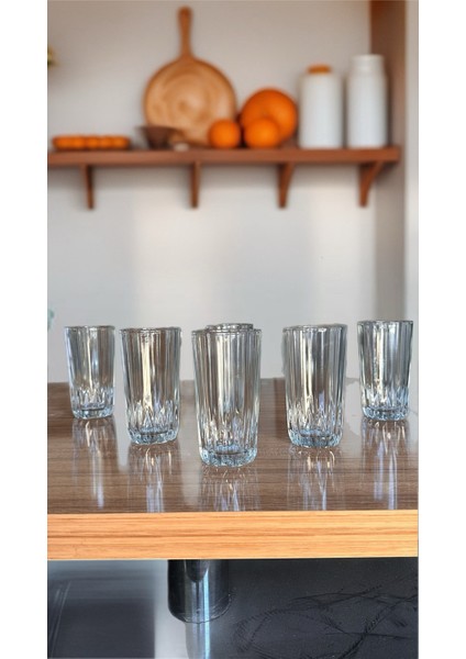 Kristal Çizgili Su Bardağı 6 Parça