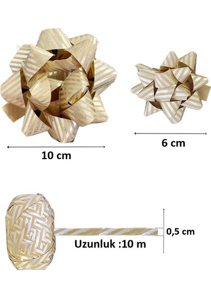 Hediye Paketleme Seti Kağıt Fiyonk ve Kurdele Kraft- Gümü Çizgili 3'lü fiyatları