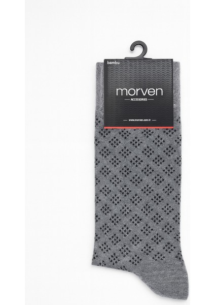 Erkek Gri Bambu Desenli Soket Çorap