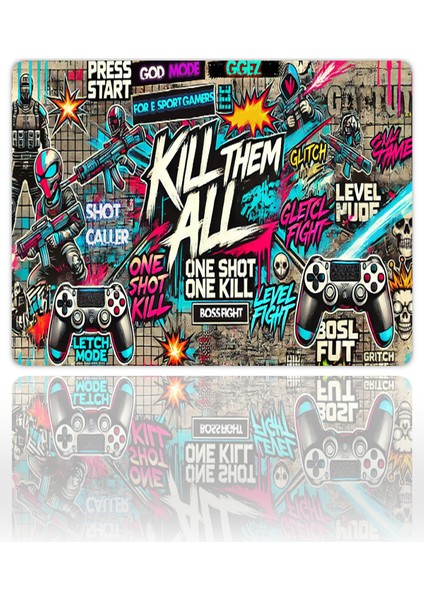 Kill Them All Gaming Oyuncu Xl Mouse Pad Kaydırmaz Mousepad 40X30 3mm Premium Model Büyük Boy