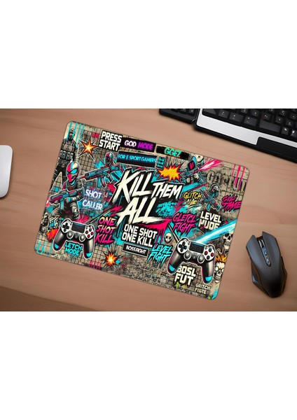 Kill Them All Gaming Oyuncu Xl Mouse Pad Kaydırmaz Mousepad 40X30 3mm Premium Model Büyük Boy indirimleri