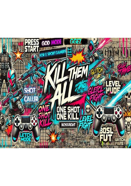 Kill Them All Gaming Oyuncu Xl Mouse Pad Kaydırmaz Mousepad 40X30 3mm Premium Model Büyük Boy