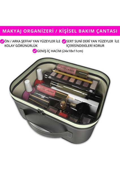 Makyaj Çantası – Kişisel Bakım Kozmetik Seyahat Düzenleyici, Aksesuar Takı Organizer