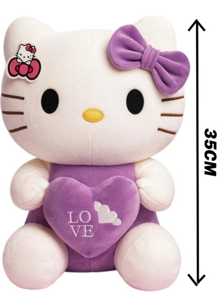 Hello Kitty Mor Peluş Oyuncak 35CM + Deri Çanta – Şık Hediye Seti modelleri
