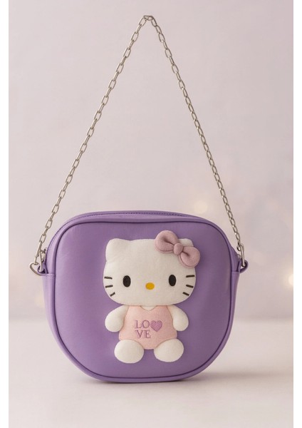 Hello Kitty Mor Peluş Oyuncak 35CM + Deri Çanta – Şık Hediye Seti fırsatları